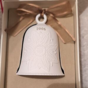 Hallmark White Bell Ornament with Gold Bow
